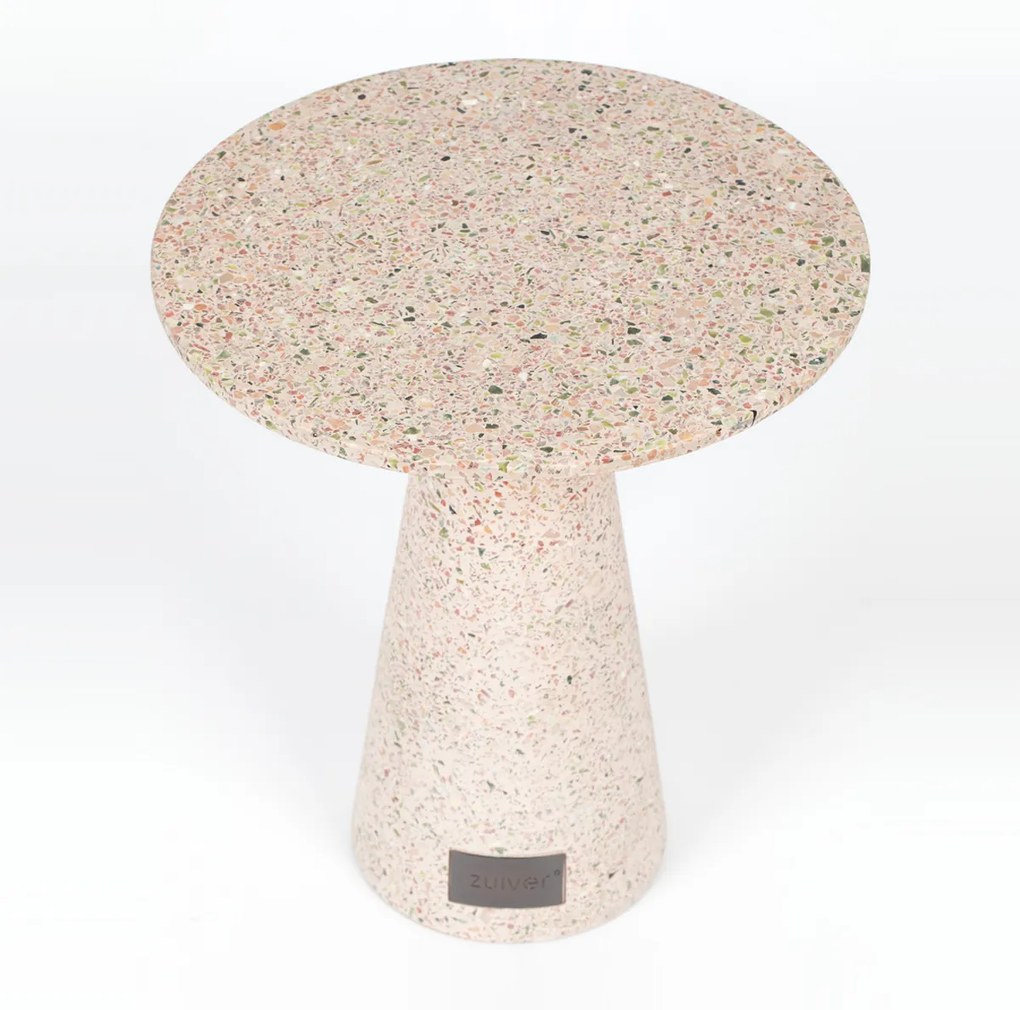 Zuiver Victoria Pink Terrazzo Bijzettafel Rond - Roze - 41 X 41cm.