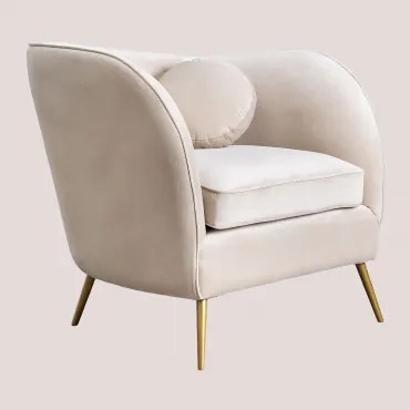 Clovys Fauteuil In Fluweel Bruin - Tarwe - Sklum