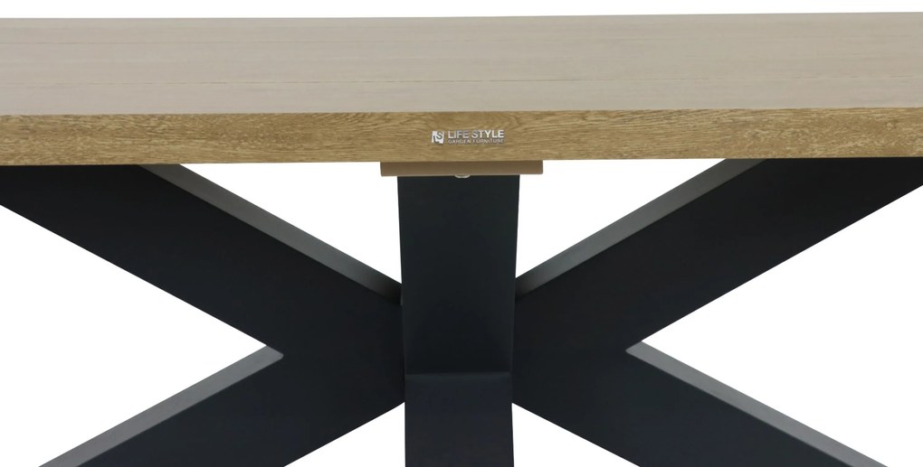 Tuinset 6 personen 220 cm Outdoor textiel Grijs Lifestyle Garden Furniture Andorra/Azzurro