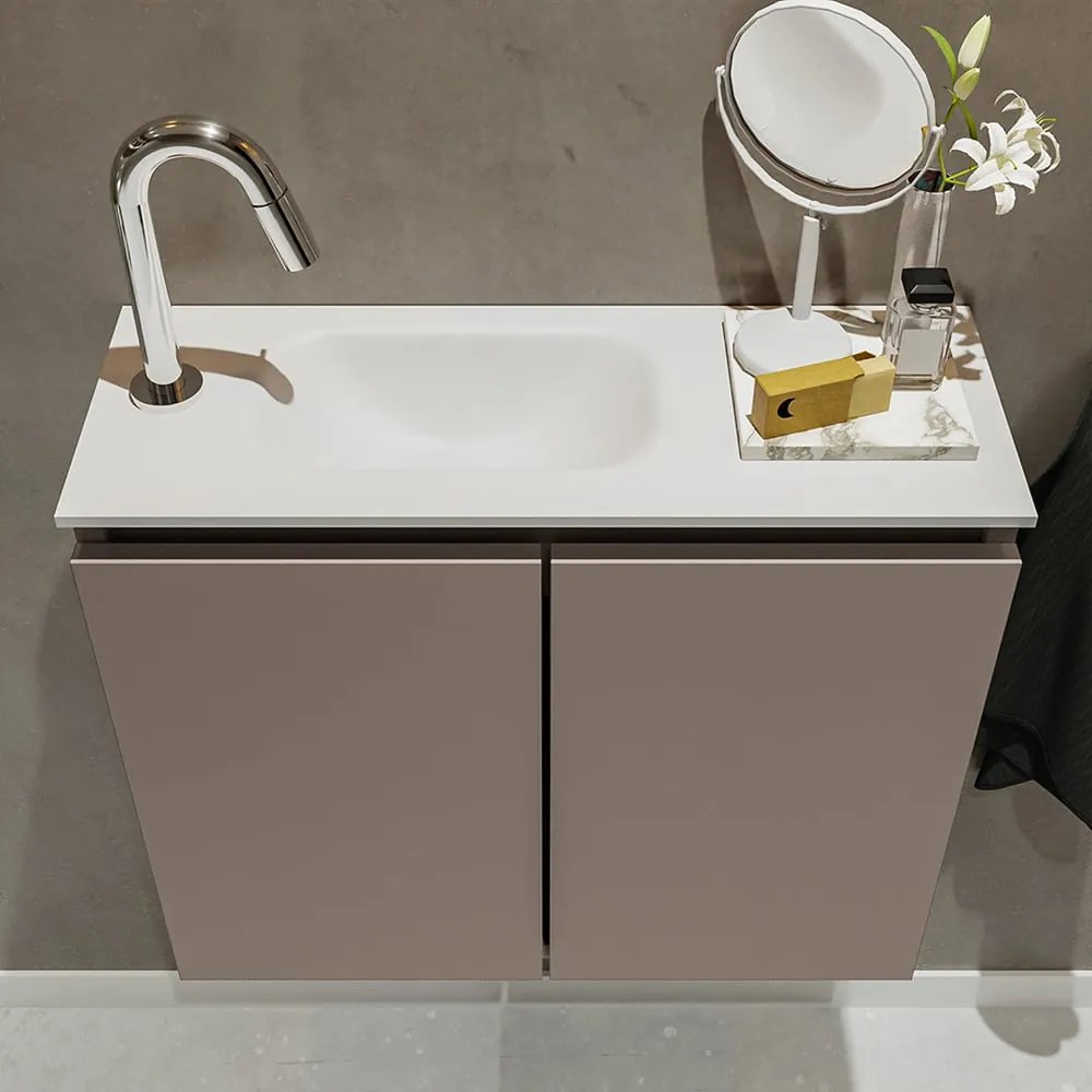 Mondiaz Ture 60cm toiletmeubel smoke met wastafel talc links 1 kraangat