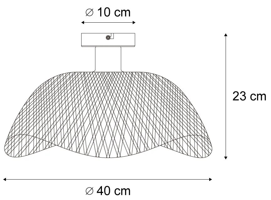 Art Deco plafondlamp zwart met naturel bamboe 40cm - Alka