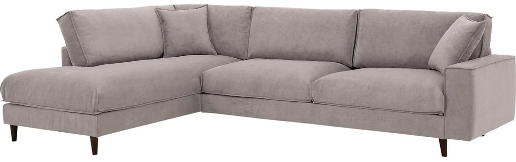 Goossens Bank Jonas beige, stof, 3,5-zits, urban industrieel met ligelement links