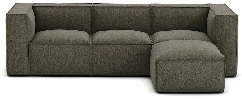 Modulaire bank, 3-zit en poef, getextureerde stof Seven