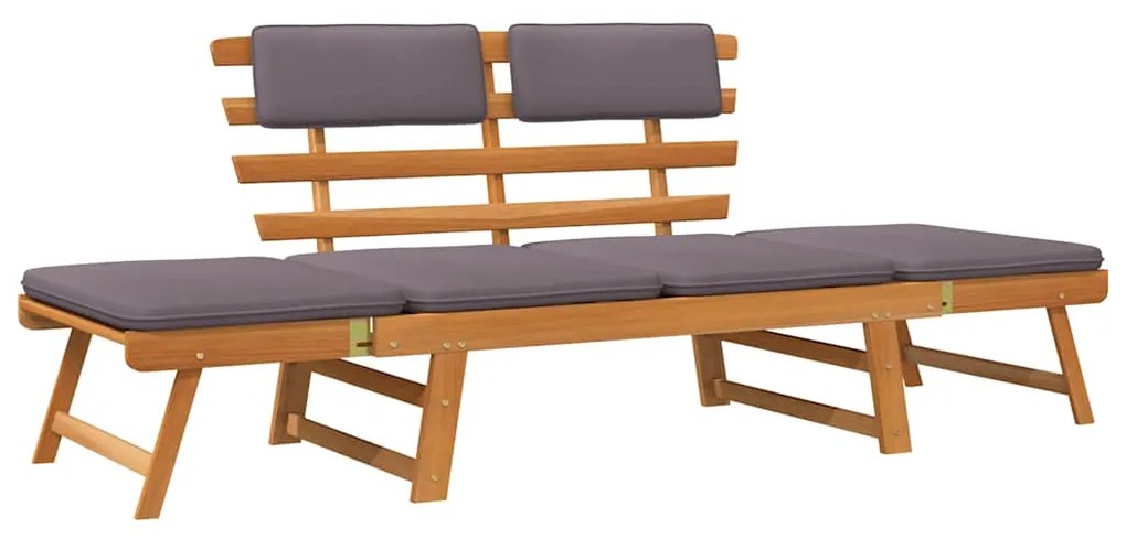 vidaXL Ligbed met kussen 2-in-1 190 cm massief acaciahout