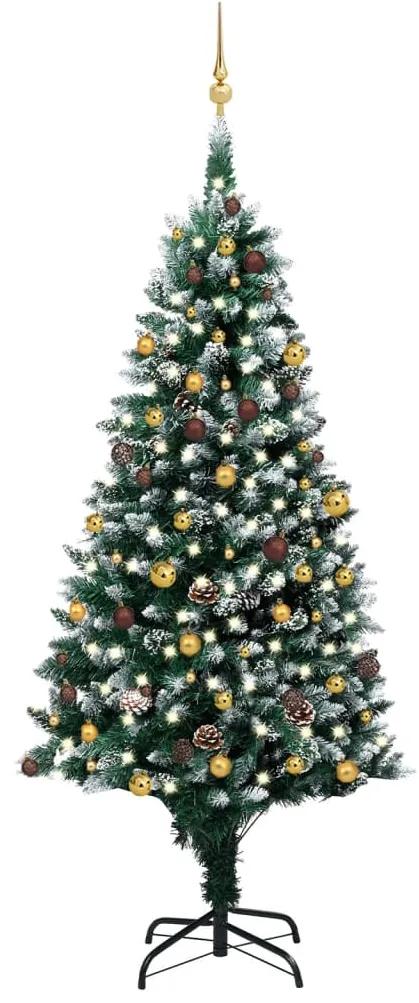 vidaXL Kunstkerstboom met LED's en kerstballen en dennenappels 240 cm