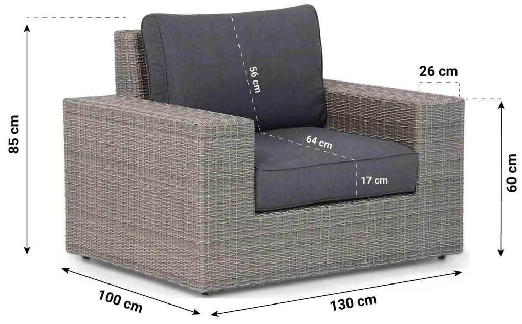 Hoek loungeset 6 personen Wicker Grijs  Garden Collections Oxford/Westfield