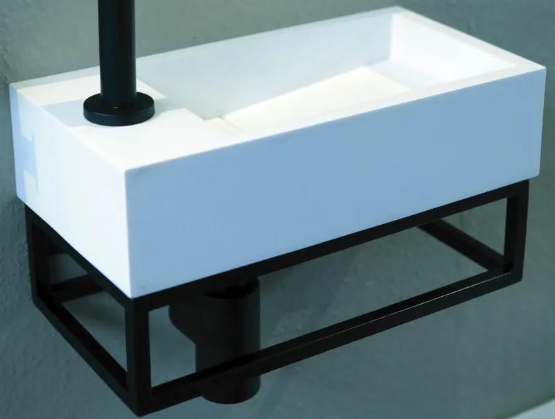 Luca Fonteinset Steel Frame zonder sifon en kraan 34x17,5x9 cm, mat wit/zwart