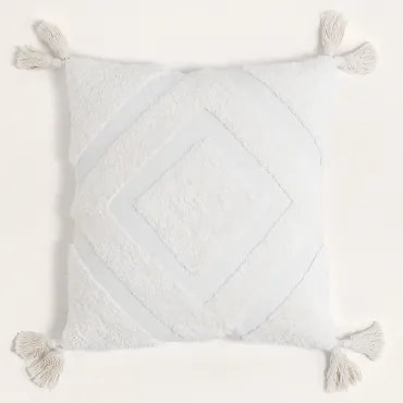 Vierkant Kussen 45x45 Cm Van Katoen Sowyer Wit - Sklum