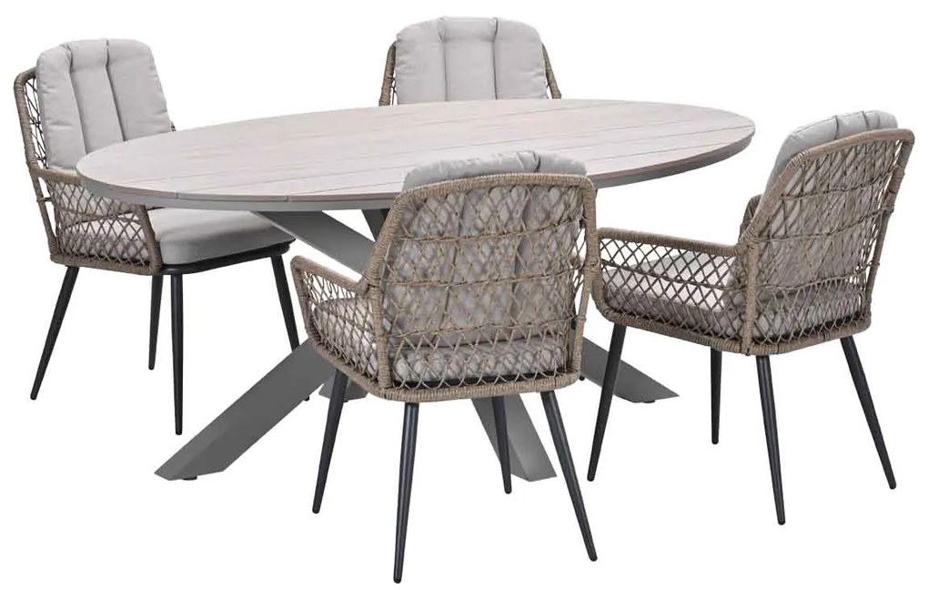 Garden Impressions Kalibo tuinset 5-delig - Tulli tuintafel 180x115 cm - light teak vironwood