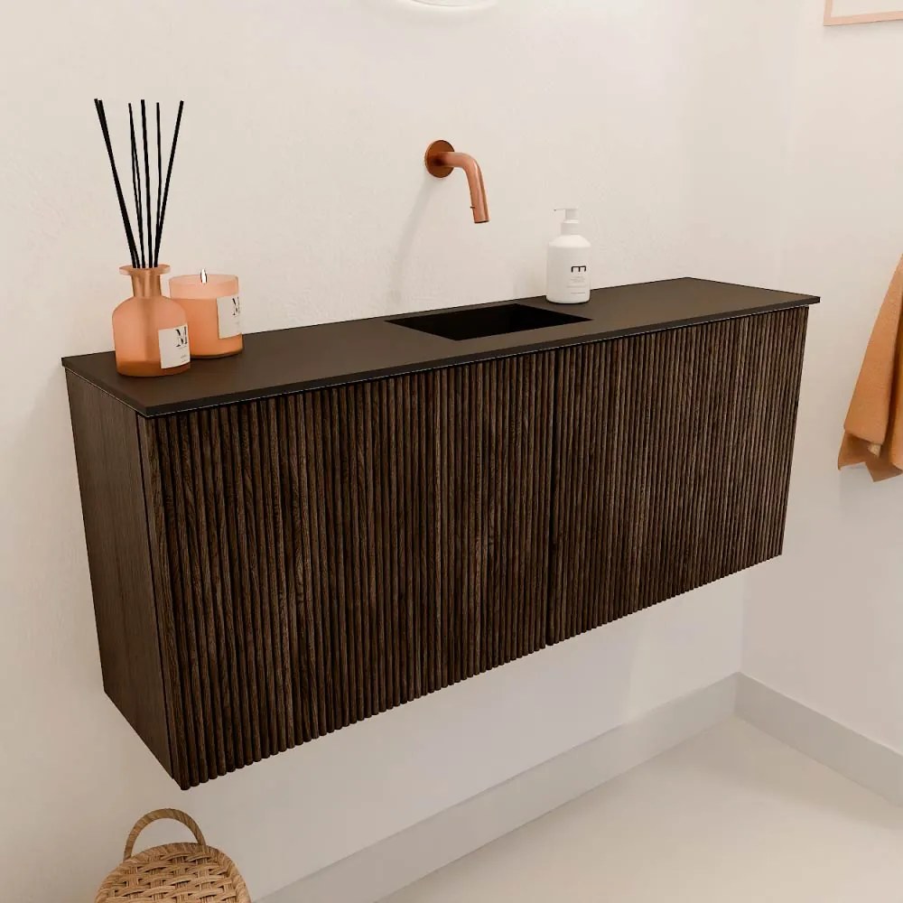 Mondiaz Joya 100cm toiletmeubel walnut met wastafel faye midden zonder kraangat urban