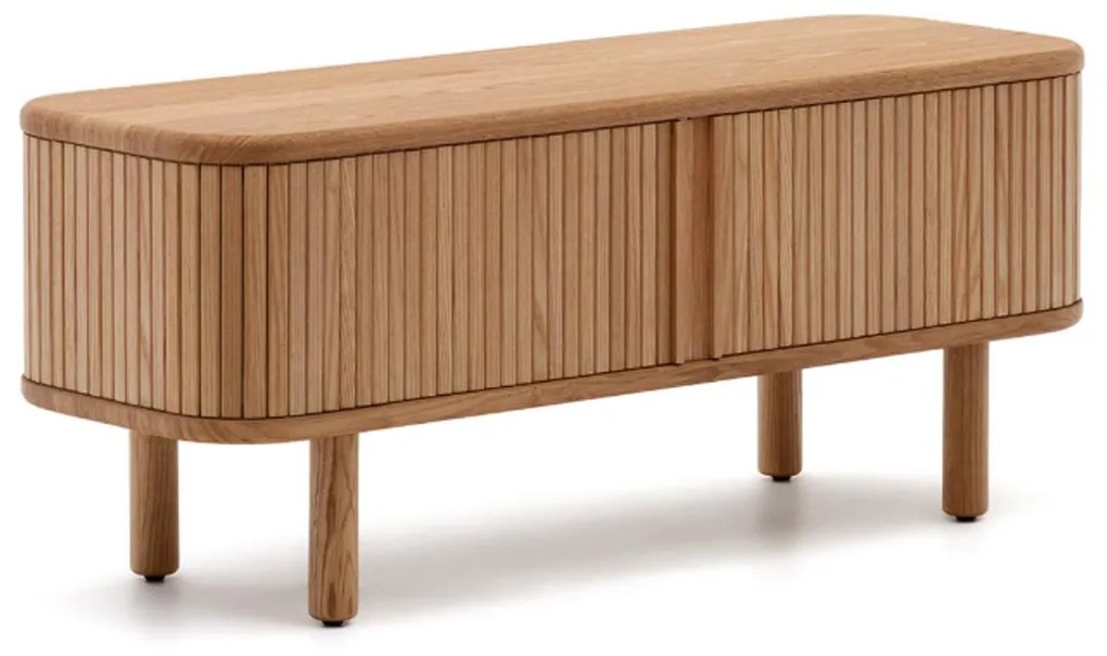 Kave Home Mailen Tv-meubel Hout Met Latjes Schuifdeuren 120 Cm Naturel - 120x40x50cm.