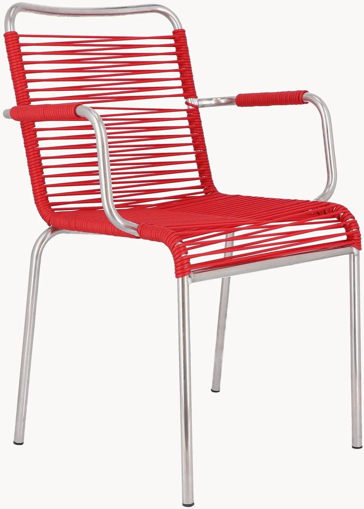 Handgemaakte tuin armstoelen Mya Spaghetti, 4-delig, stapelbaar