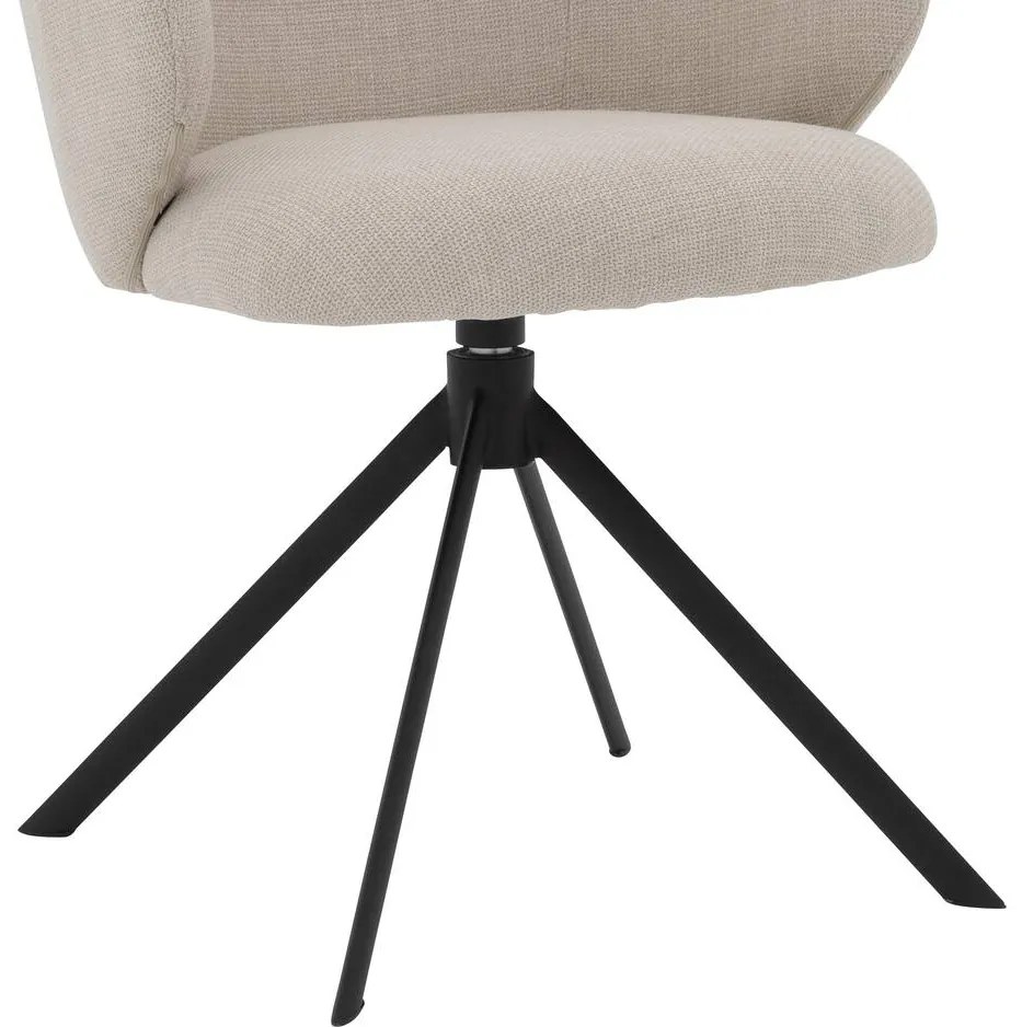 Goossens Stoel Noomi beige stof met armleuning,