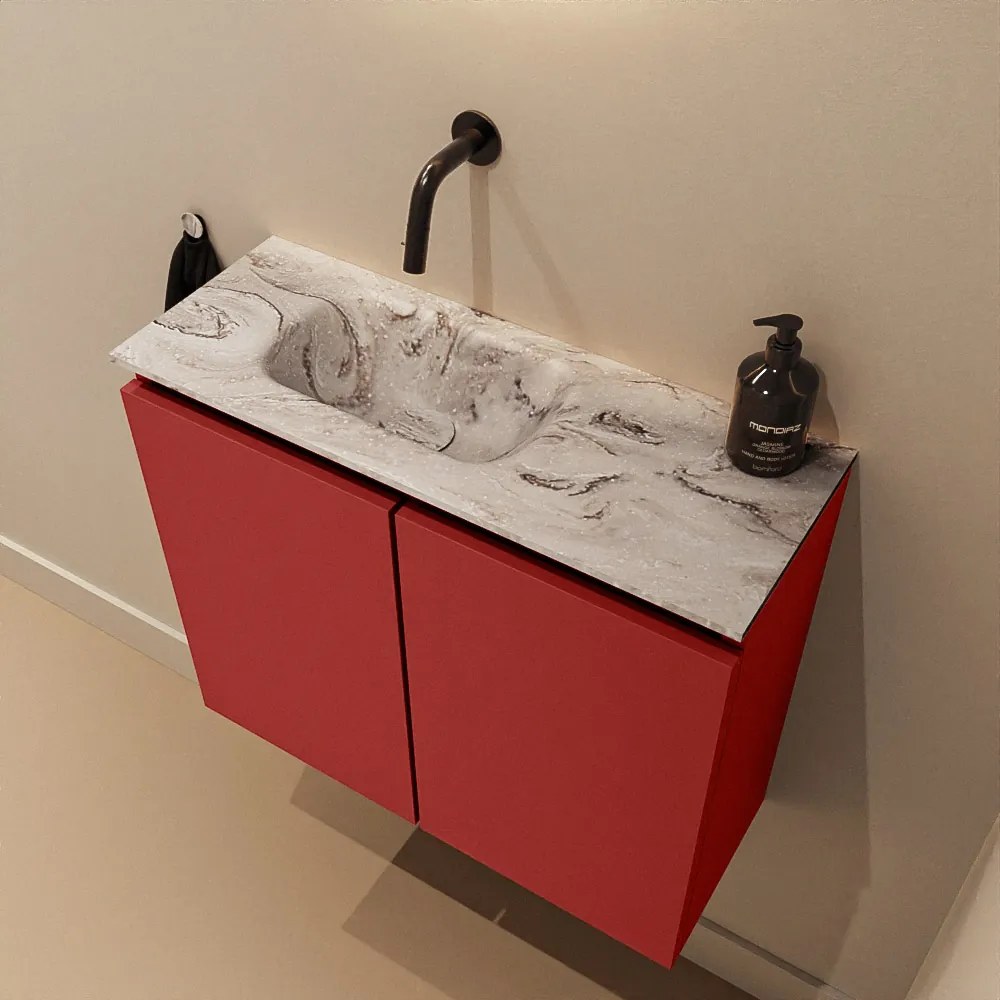 Mondiaz Ture DLux toiletmeubel 60cm fire met wastafel glace links zonder kraangat