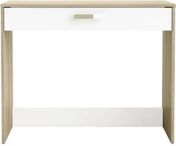 Demeyere bureau Switch met lade - licht eiken/wit - 76,4x94,4x50,1 cm - Leen Bakker