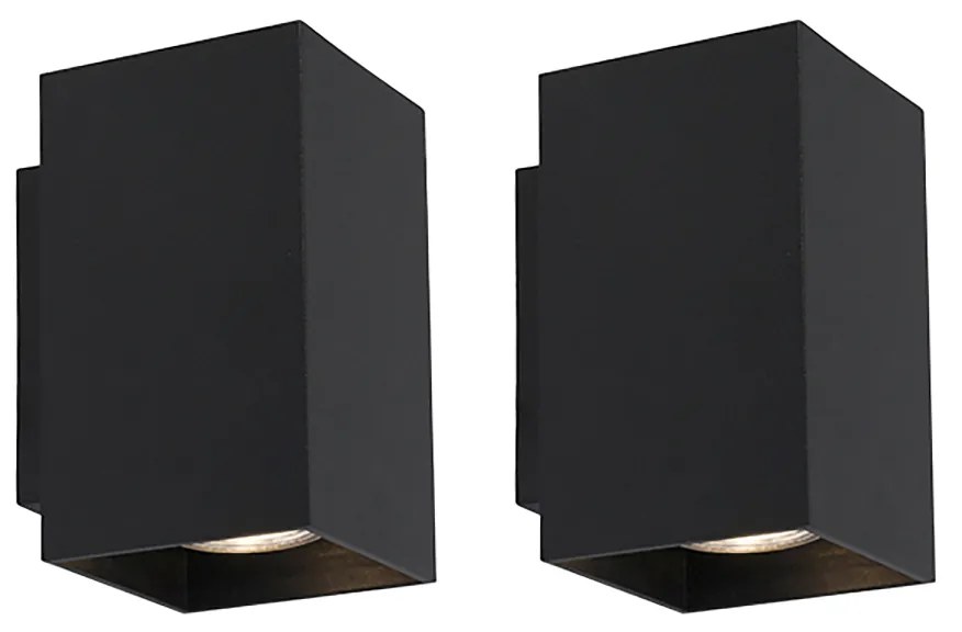 Set van 2 moderne wandlampen zwart vierkant 2-lichts - Sandy