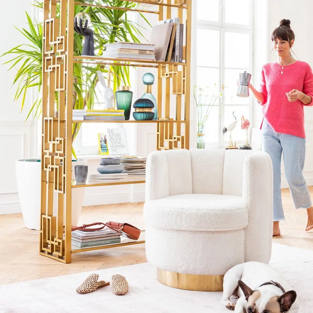 Kare Design Silhouette Fur Ronde Teddy Fauteuil Wit