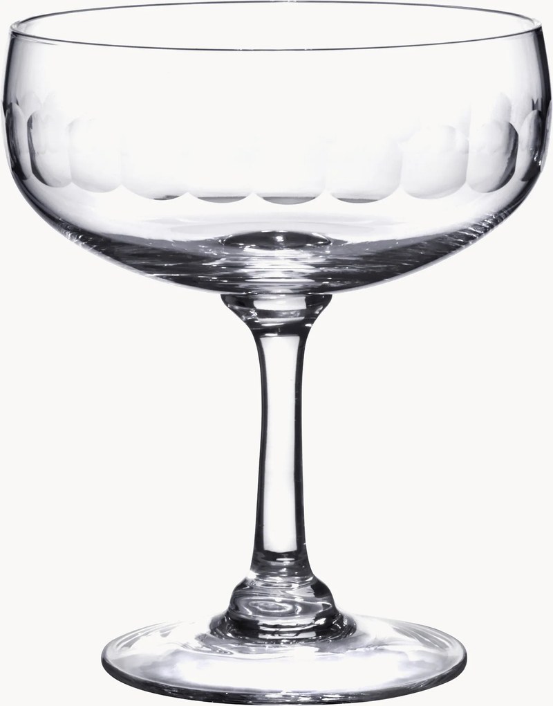 Mondgeblazen kristallen cocktailglazen Lens, 4-delig