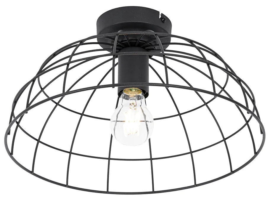 Industriële plafondlamp zwart 35 cm - Hanze Industriele / Industrie / Industrial E27 rond Binnenverlichting Lamp