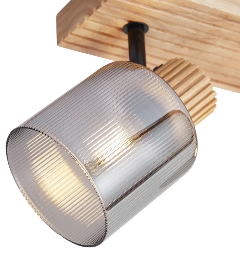 Moderne spot hout met smoke glas 2-lichts draai- en kantelbaar - Gracy