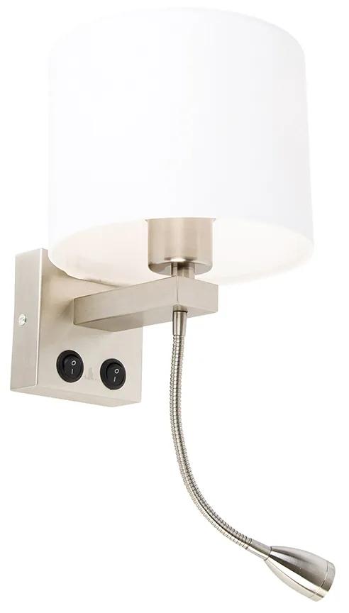 LED Wandlamp staal met flexarm en kap wit 18 cm - Brescia Combi Modern E27 rond Binnenverlichting Lamp