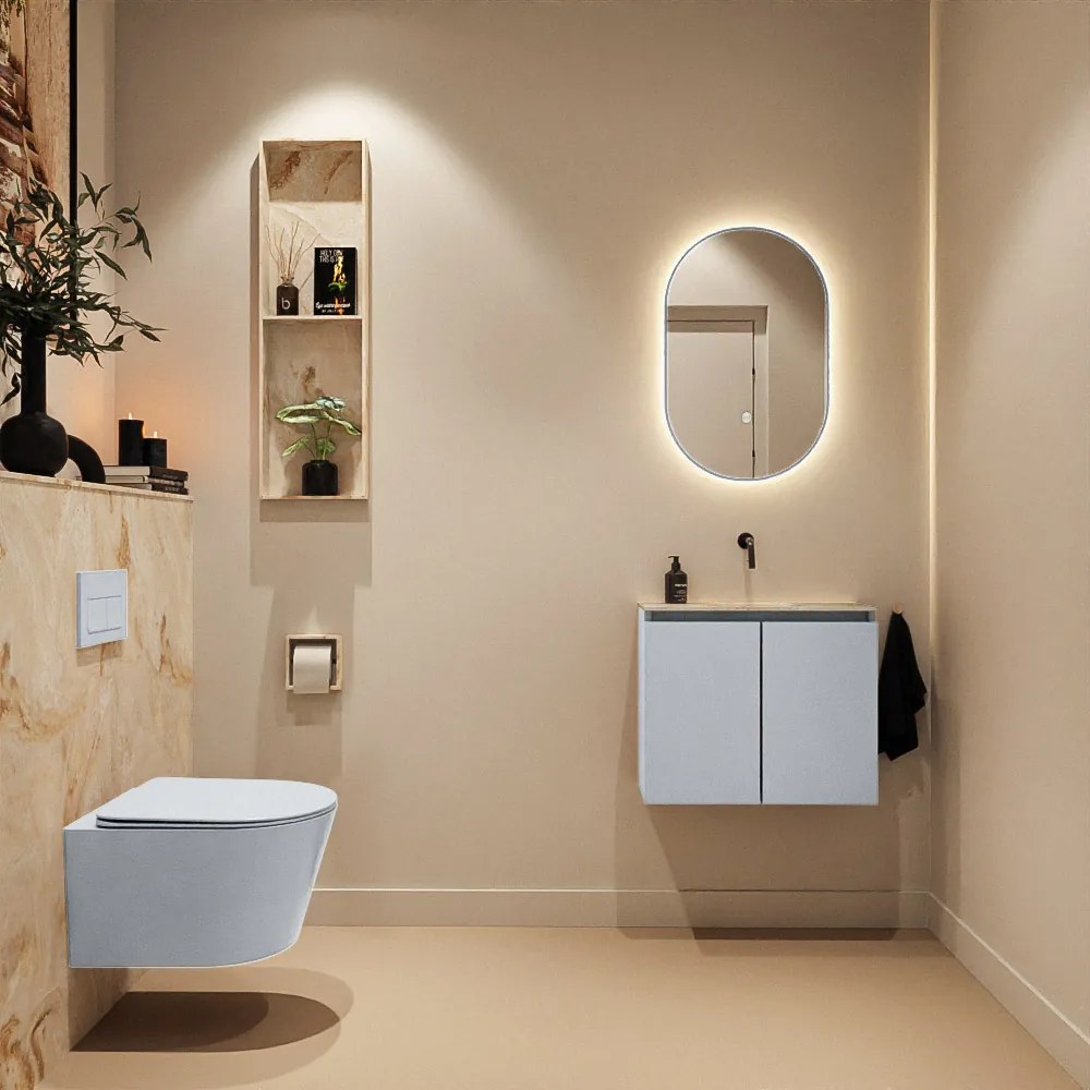 Mondiaz Ture DLux toiletmeubel 60cm clay met wastafel frappe midden zonder kraangat