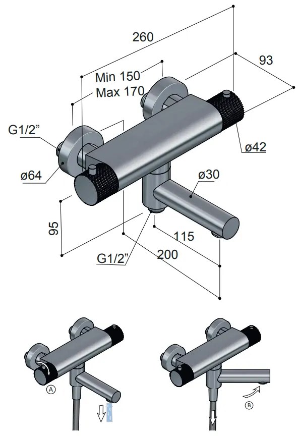 Hotbath Cobber X thermostatische badmengkraan chroom