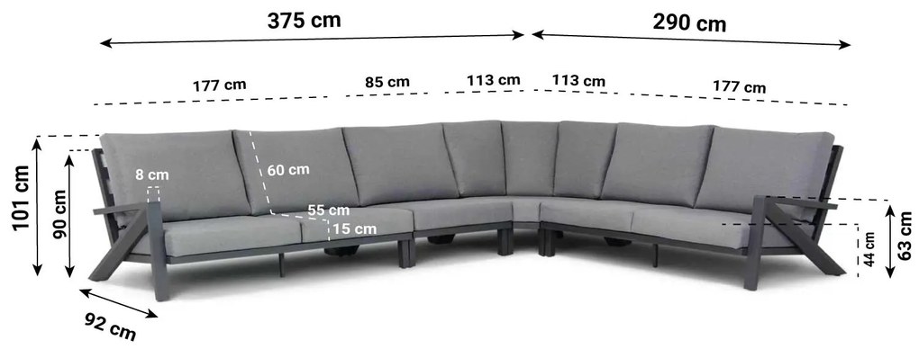 Dining Loungeset 6 personen Aluminium Grijs  Santika Furniture Santika Cinta