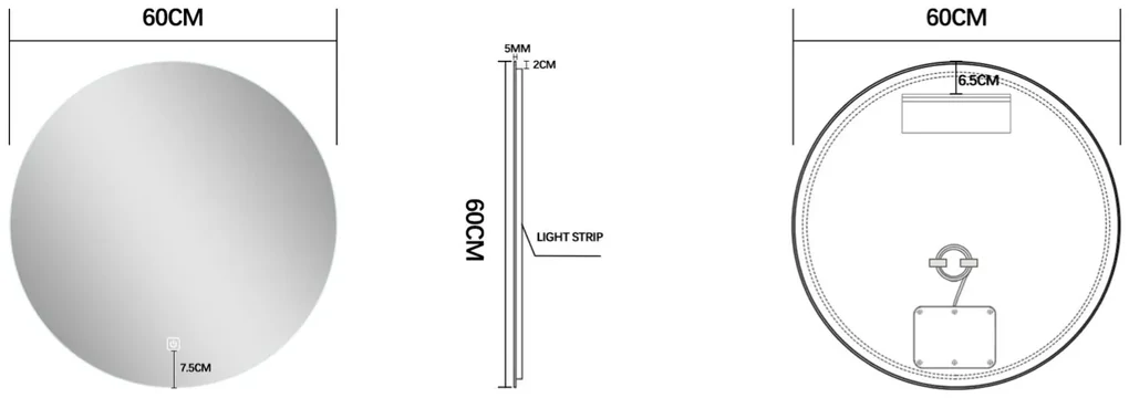 Set van 2 Saniclear Circle ronde spiegels met LED-verlichting 60cm incl. spiegelverwarming