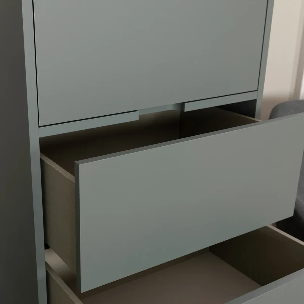 Tenzo Lipp Wandkastje Met 4 Lades Groen - 60x43x127cm. | BIANO