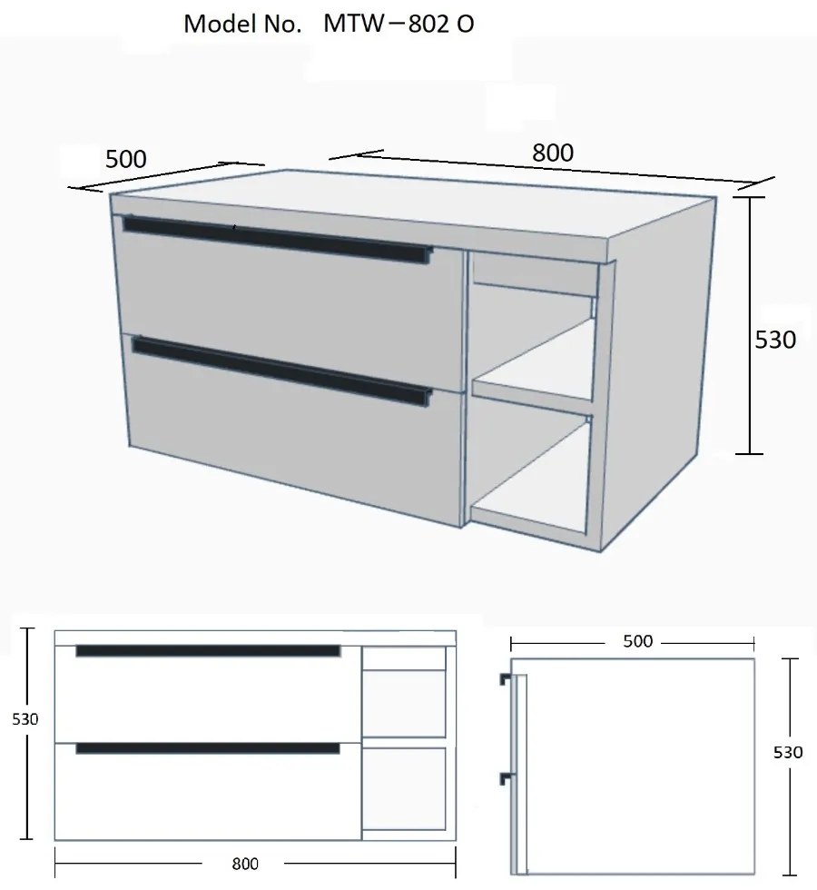 B-Stone Kansas badmeubel 80cm eiken zonder waskom