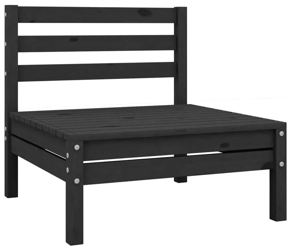 vidaXL 3-delige Loungeset massief grenenhout zwart