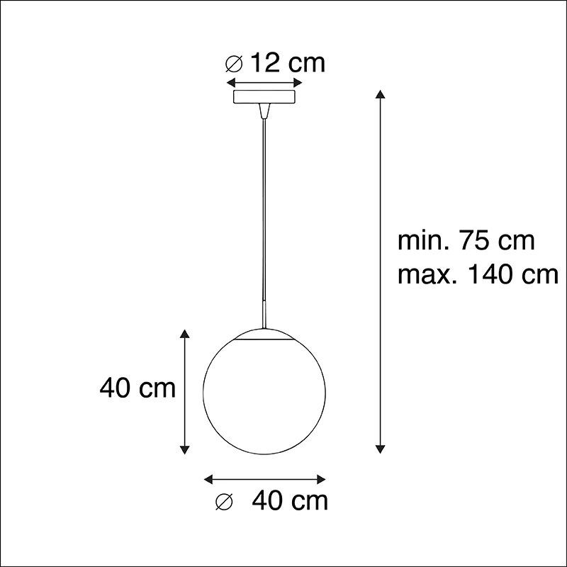 Eettafel / Eetkamer Smart Scandinavische hanglamp met dimmer goud met opaal glas 40cm incl. Wifi A60 - Ball 40 E27 Scandinavisch bol / globe / rond Binnenverlichting Lamp