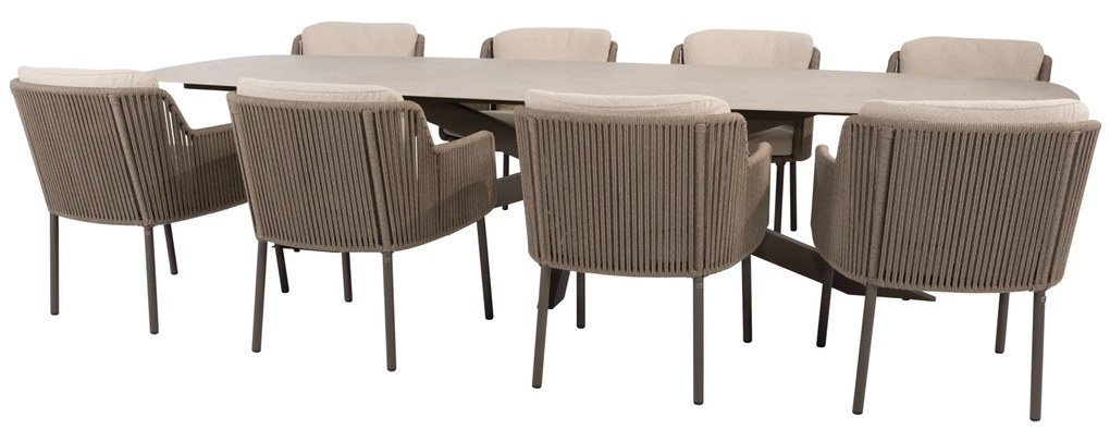 Prado Bernini dining tuinset 300x110xH75 cm 9 delig keramiek terre 4 Seasons Outdoor