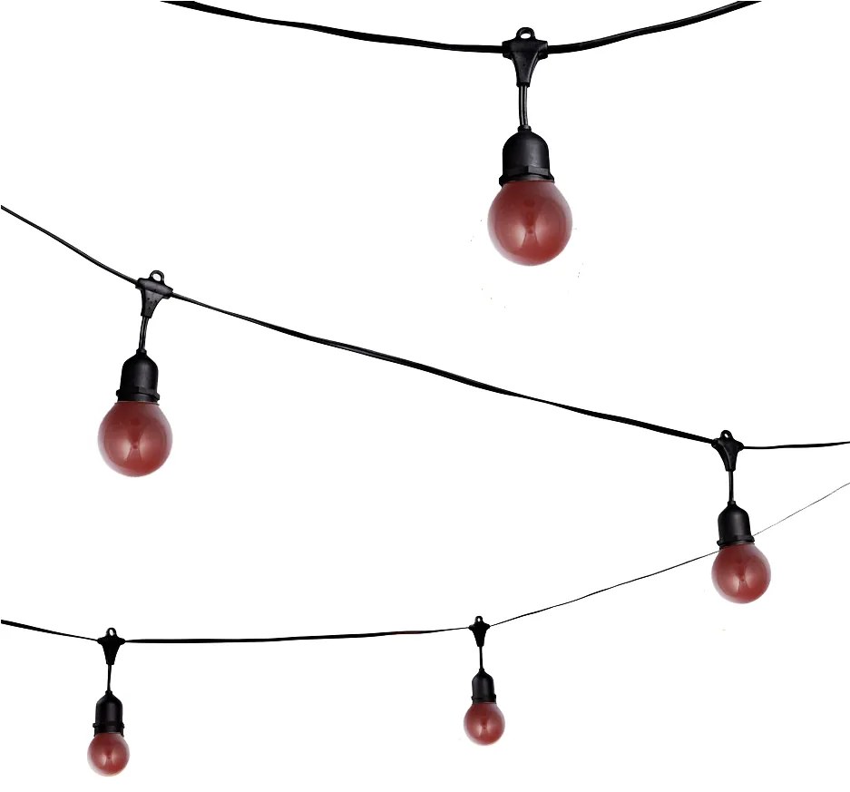 Lichtsnoer 20 Meter Inclusief 35x Rode Kogellamp 15W Feestverlichting