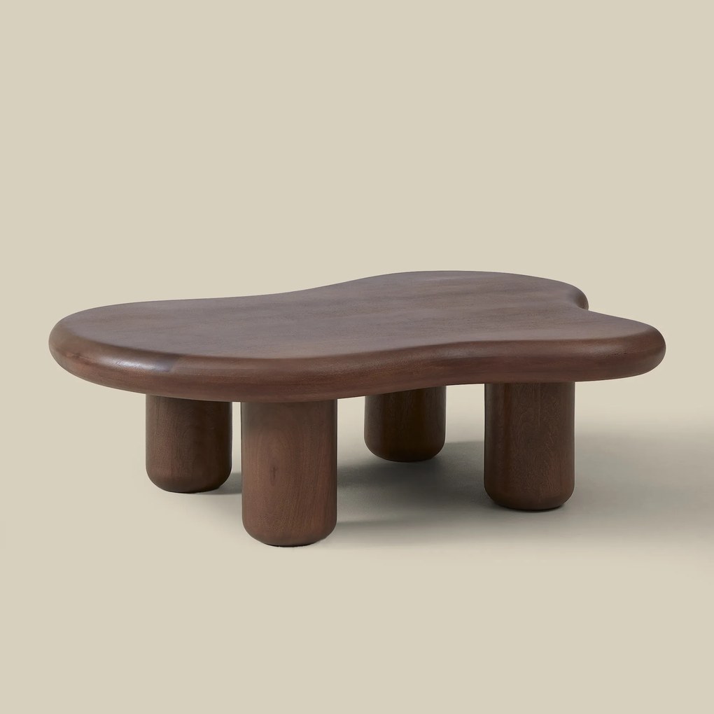 Walnoot Salontafel Organische Vorm - 116 X 89cm.