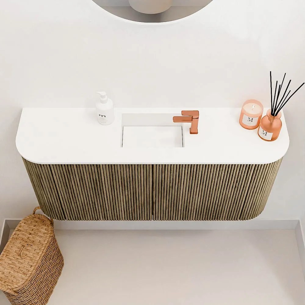 Mondiaz Joya 95cm toiletmeubel ronding links/rechts dusk met wastafel faye midden 1 kraangat talc