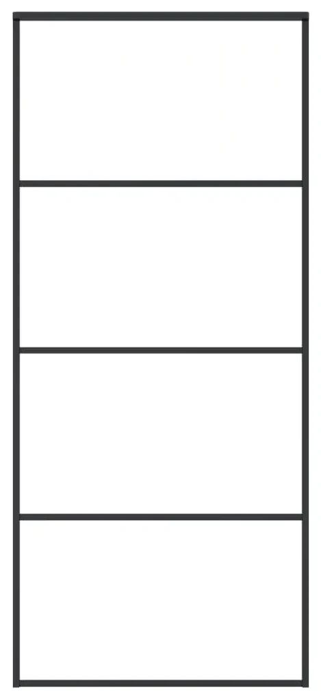 vidaXL Schuifdeur 90x205 cm mat ESG-glas en aluminium zwart