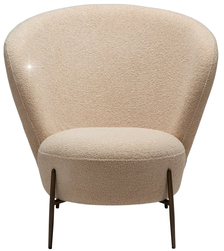 Dan-Form Orbit Fauteuil Met Hoge Rugleuning Boucle Frosted Almond Shimmer