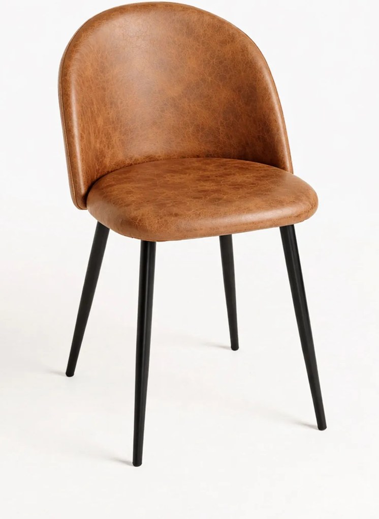 Zwarte Teok Vintage Kunstlederen Stoel