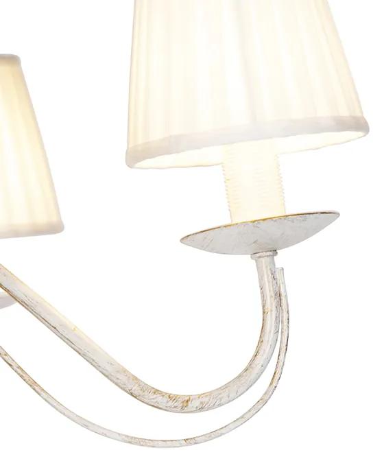 Kroonluchter wit plissé crème klemkap 5-lichts - Giuseppe Klassiek / Antiek E14 rond Binnenverlichting Lamp