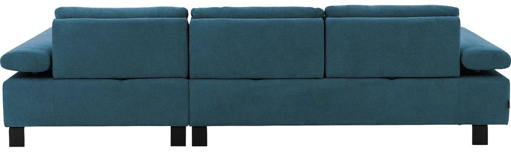 Goossens Bank Alvin blauw, stof, 3-zits, modern design met chaise longue rechts