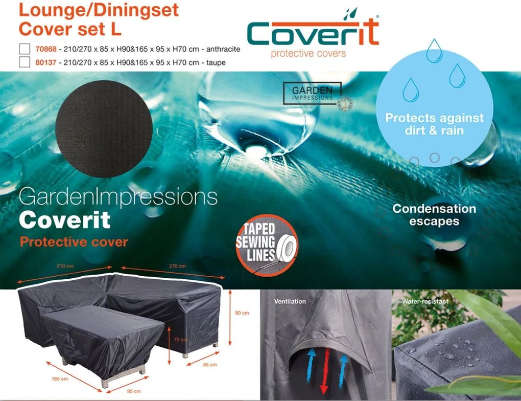 Garden Impressions Lounge dining beschermhoes L 210x270xH85/90 en 165x95xH70