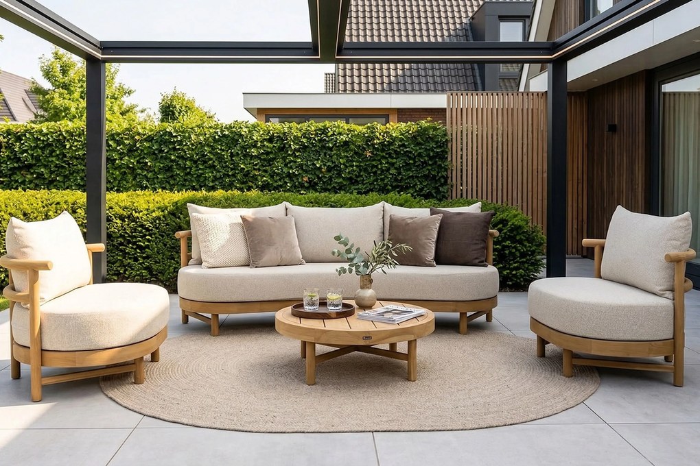 Stoel en Bank Loungeset 5 personen Teak Old teak greywash  Santika Furniture Santika