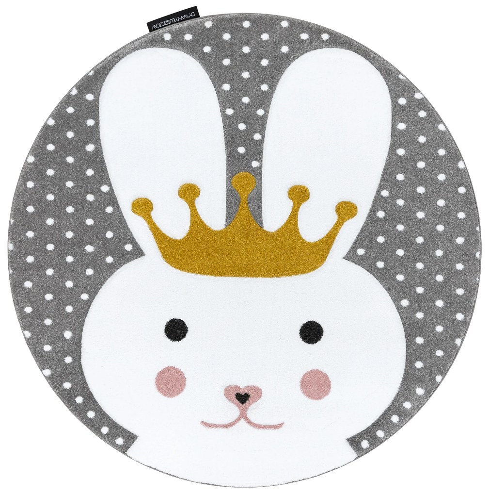 Tapijt PETIT BUNNY KONIJNTJE KONIJN ROND grijskleuring