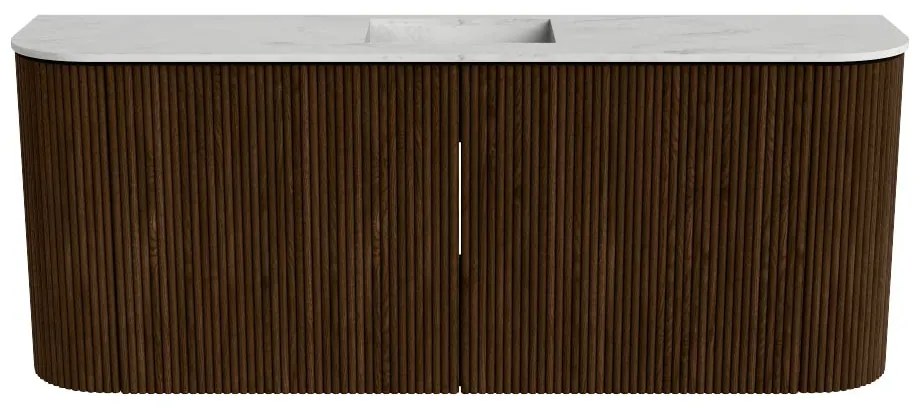 Mondiaz Joya DLux 105cm toiletmeubel ronding links/rechts walnut met wastafel faye midden zonder kraangat opalo