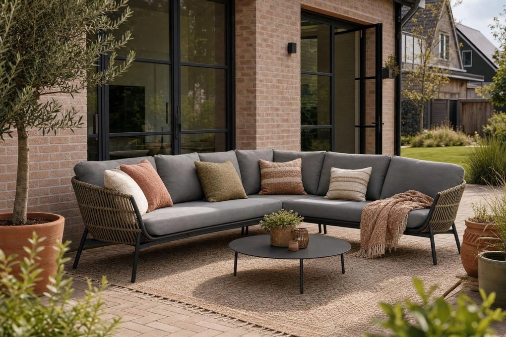 Hoek loungeset 4 personen Aluminium/wicker Taupe  Coco Nathan/Pacific