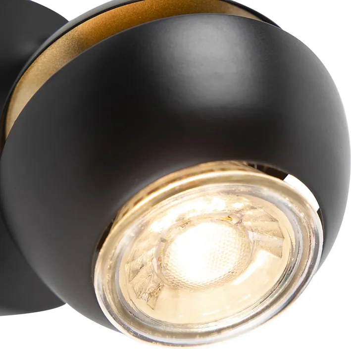 Moderne spot 1-lichts zwart met gouden binnenkant - Buell Deluxe