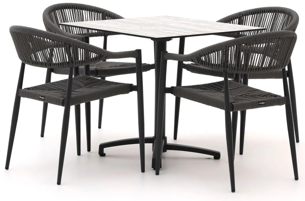 Diningset Manifesto  | 4 personen aluminium | Tuinset stapelbaar | 5-delig | Kees Smit Tuinmeubelen