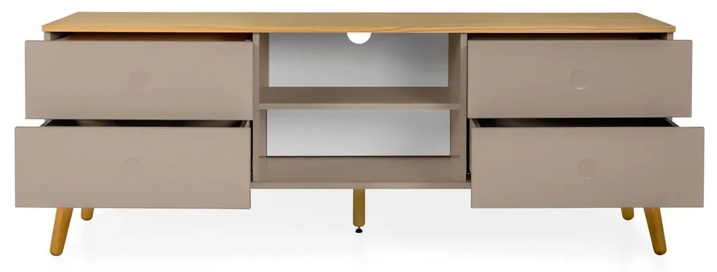 Tenzo Dot Tv-meubel Mat Taupe Met Eiken - 162x43x60cm.